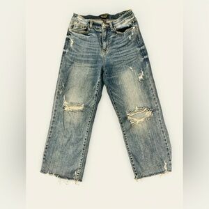 Judy Blue: Wide Leg, Tummy Control, High Rise, Cropped, Distressed Jeans